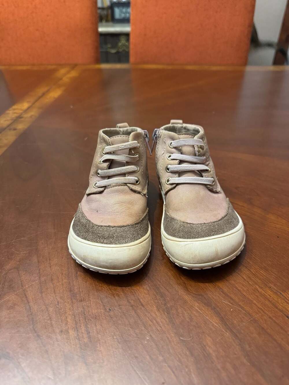 Little Love Bug Mauve Leather & Suede Barefoot Boots Size 9